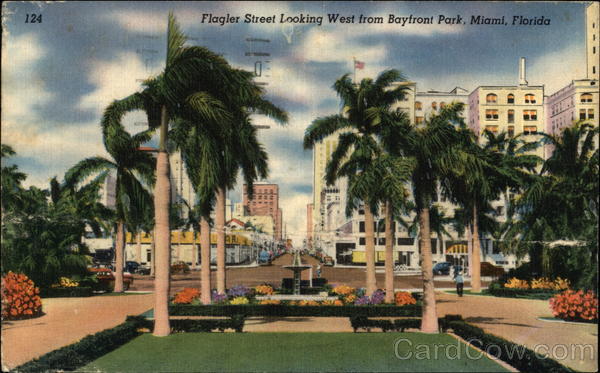 Flagler Street Looking West from Bayfront Park Miami Florida