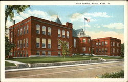 Street View of High School Athol, MA Postcard Postcard