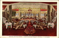 Marine Dining Room-Edgewater Beach Hotel Chicago, IL Postcard Postcard