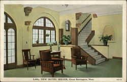 Lobby, New Hotel Miller in the Berkshires Postcard