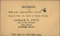 Invite to Horace A Fritz Event Postcard
