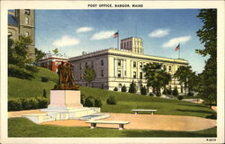 Post Office and Grounds Bangor, ME Postcard Postcard