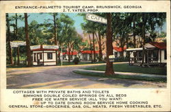 Palmetto Tourist Camp Brunswick, GA Postcard Postcard