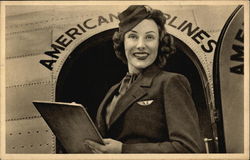 Stewardess for American Airlines Postcard