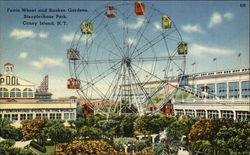 Steeplechase Park, Coney Island - Ferris Wheel and Sunken Gardens Postcard