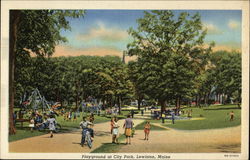 Playground at City Park Lewiston, ME Postcard Postcard