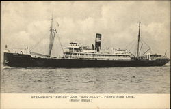Steamships "Ponce" and "San Juan" - Porto Rico Line Postcard