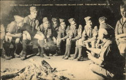 Story telling at Troop Campfire - Treasure Island Camp Postcard