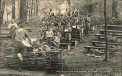 Boy Scouts in the Chapel at Camp Alliquippa Postcard