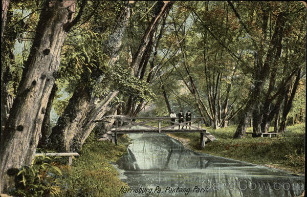 Boys on a Bridge in Scenic Paxtang Park Harrisburg Pennsylvania