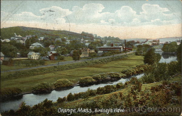 Bird's Eye View of Town Orange Massachusetts