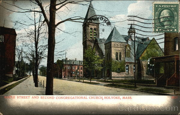 Maple Street and Second Congregational Church Holyoke Massachusetts