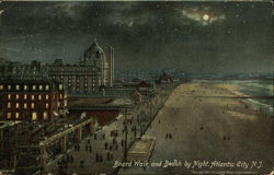 Board Walk and Beach by Night Postcard