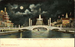 Night Scene in Dreamland, Coney Island Postcard