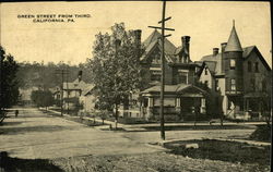 Green Street from Third California, PA Postcard Postcard