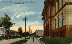 East State Street Showing Abraham Lincoln School Harrisburg, PA Postcard Postcard