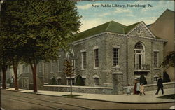 Street View of New Public Library Harrisburg, PA Postcard Postcard