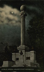 Detweiler Memorial Mounment at Night Postcard