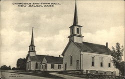 Churches and Town Hall New Salem, MA Postcard Postcard