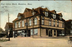 Post Office Block Braintree, MA Postcard Postcard