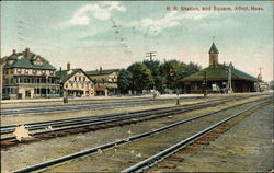 R. R. Station and Square Postcard
