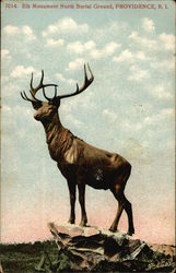 Elk Monument, North Burial Ground Providence, RI Postcard Postcard