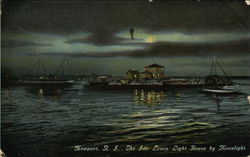 The Ida Lewis Light House by Moonlight Newport, RI Postcard Postcard