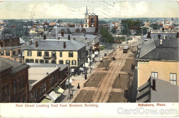Park Street Looking East From Bronson Building Attleboro Massachusetts