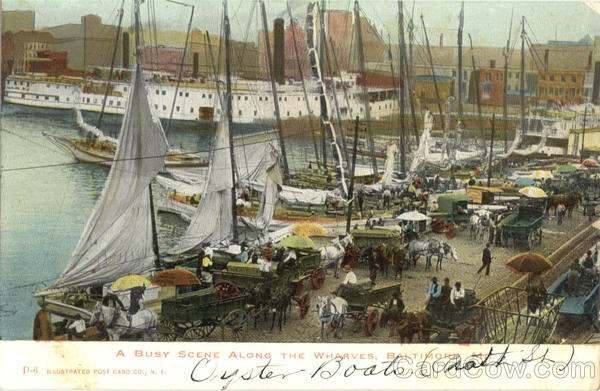A Busy Scene Along The Wharves Baltimore Maryland