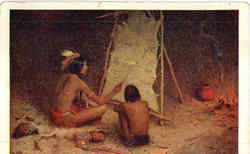 Indians Painting Native Americana Postcard Postcard