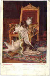 In Mischief Cats Postcard Postcard