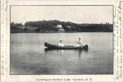 Canoeing On Guilford Lake New York Postcard Postcard