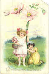 With Valentine Greetings Children Postcard Postcard