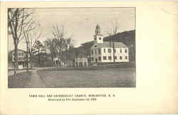 Town Hall And Universalist Church Winchester, NH Postcard Postcard