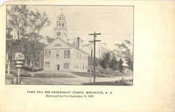 Town Hall And Universalist Church Postcard