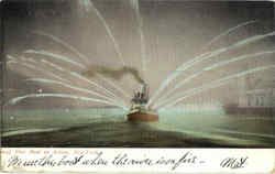 Fire Boat In Action New York Postcard