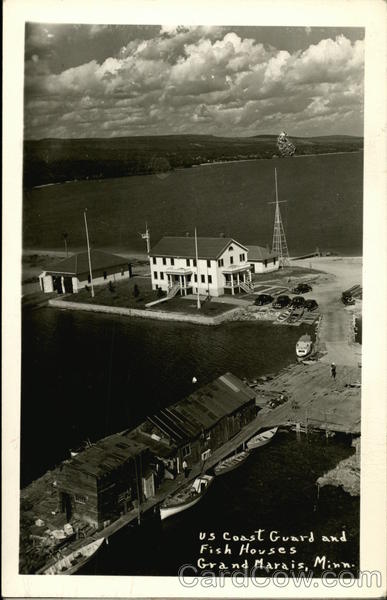 U.S. Coast Guard and Fish Houses Grand Marais Minnesota