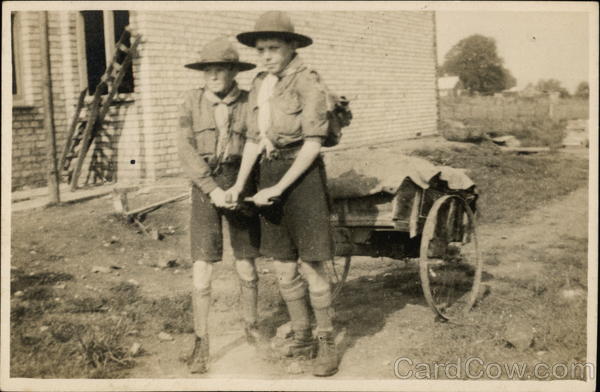 Two Boy Scouts Pulling Wagon