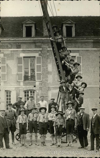 Boy Scouts Climbing Ladder