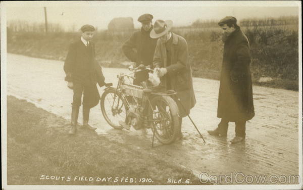 Motorcycle, Scouts' Field Days, Feb. 1910 England Motorcycles