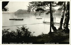 Beach, Spencer Lake Bible Camp Waupaca, WI Postcard Postcard