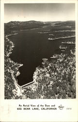 An Aerial View of the Dam and Big Bear Lake California Postcard Postcard