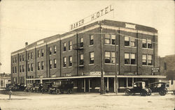 Baker Hotel, Western Union, Old Cars Postcard