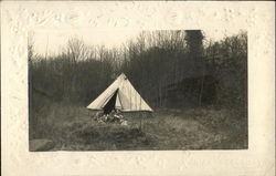 Tent Set Up In Field Postcard