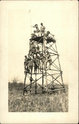 Boy Scouts Climbing Tower Postcard