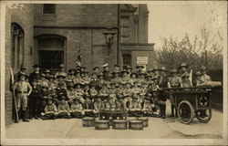 Group of Boy Scouts and Drums, Aid Wagon Postcard