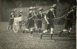 Caldicott School Boy Scouts Towing Cart Postcard
