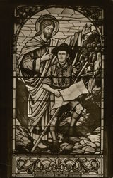 Stained Glass Window of Jesus and Boy Scout Postcard