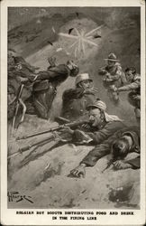 Belgian Boy Scouts Distributing Food and Drink in the Firing Line Postcard