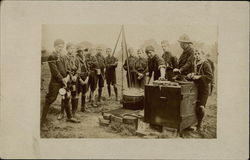 Boy Scouts Cooking Meal Postcard